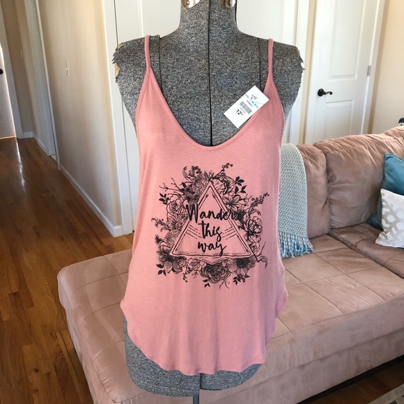 Tops - LAST ONE: LARGE NWT “WANDER THIS WAY” PEACH TANK